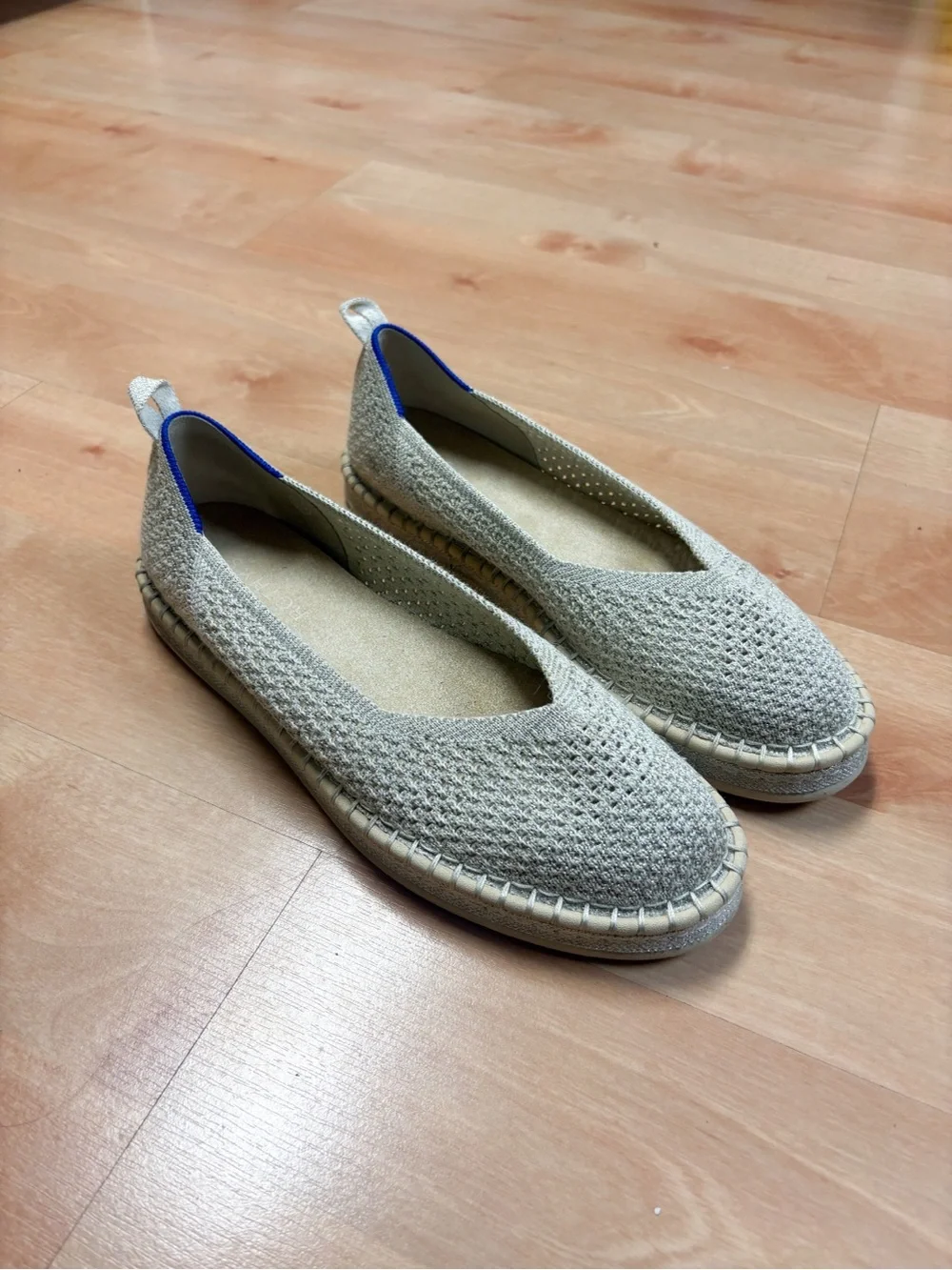 Rothy’s The Espadrille Diamond Metallic Knit Flats Women’s Size 9.5